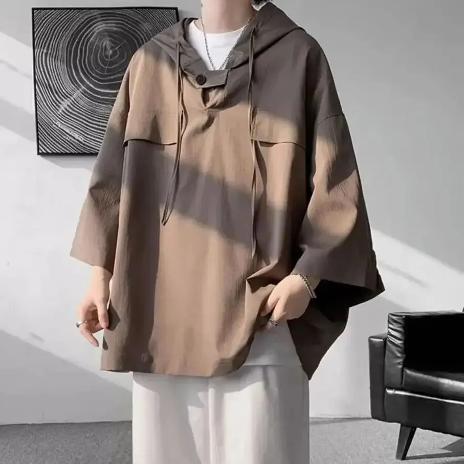 Aidase Summer Men's Hooded Hundred Short Sleeve t-shirt Sleeve Thin Sweatshirt Sports Clothes Hiking Outdoor