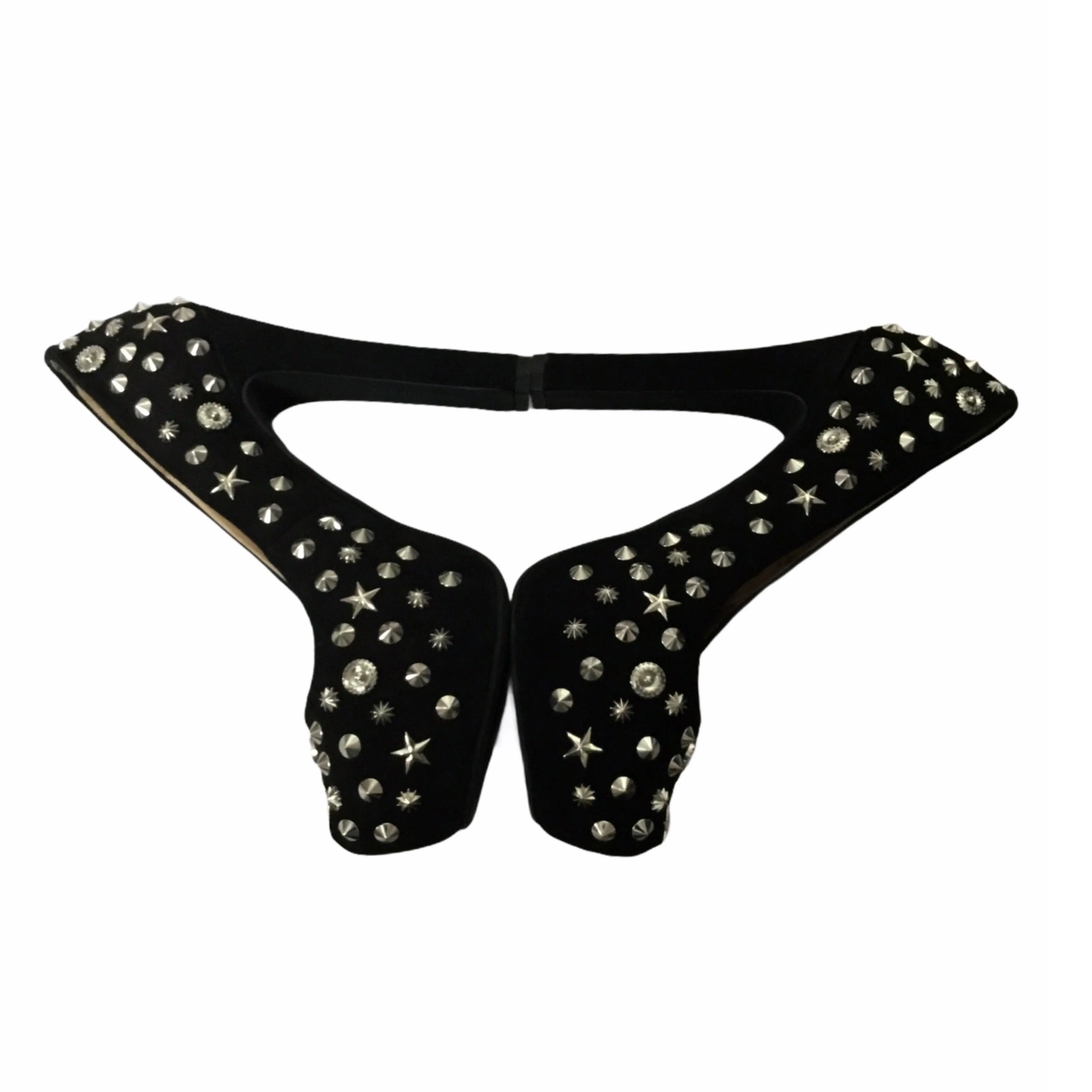 Black Silver Spike Studded High Heels