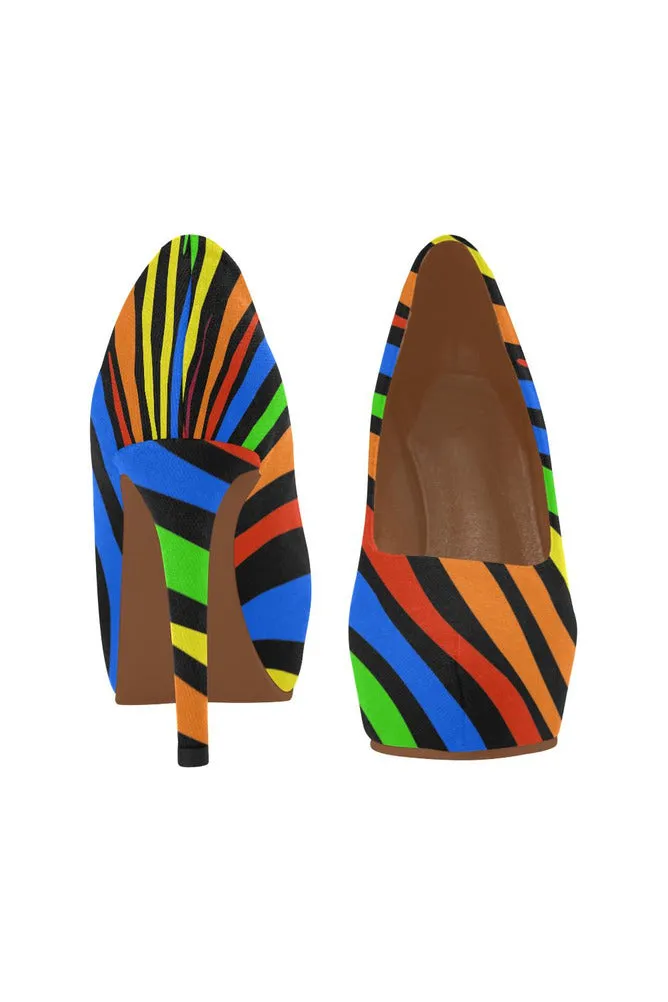 Colorful Zebra Print Women's High Heels