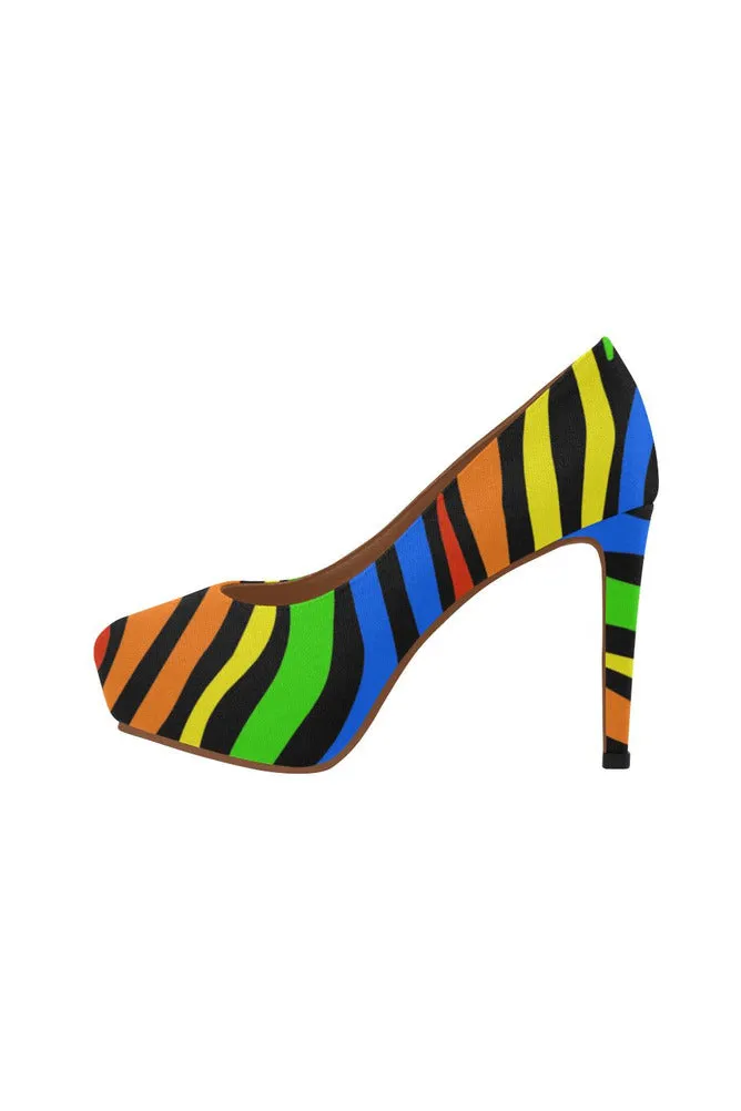 Colorful Zebra Print Women's High Heels