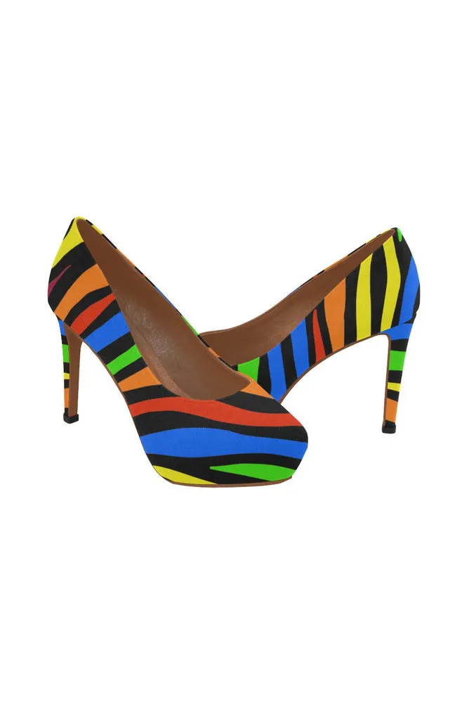 Colorful Zebra Print Women's High Heels