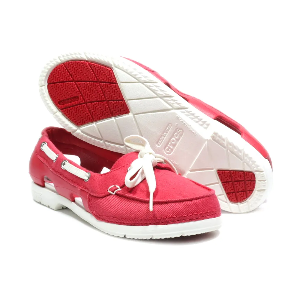 Crocs Loafers Leather Red Colour For Women