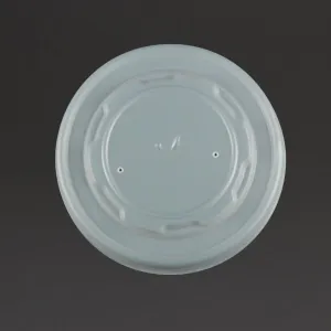 GF048 Vegware Compostable Hot Food Pot Flat Lids 350ml / 12oz and 455ml / 16oz (Pack of 500)