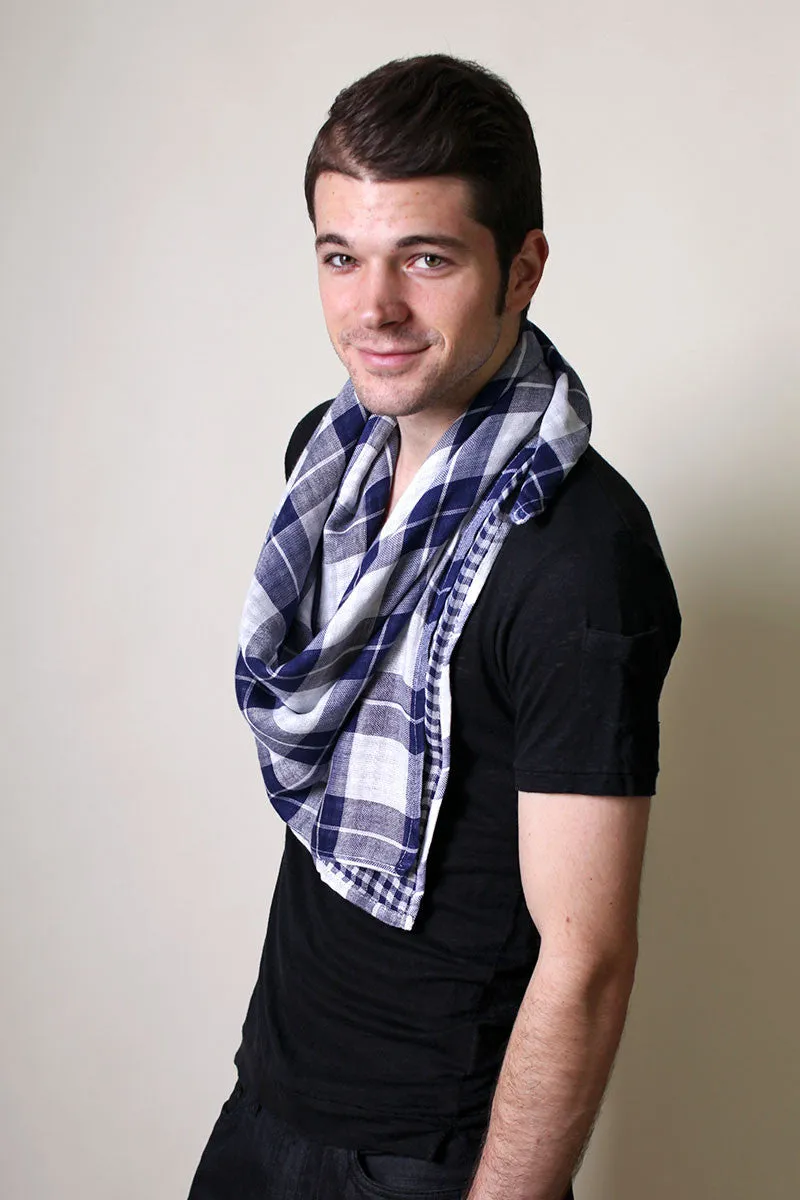 Manchester Reversible Checkered Square Scarf