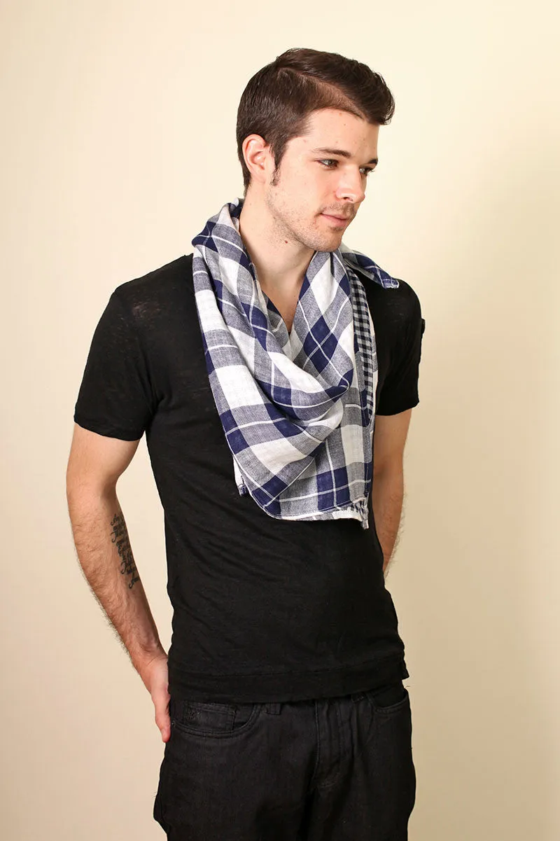 Manchester Reversible Checkered Square Scarf