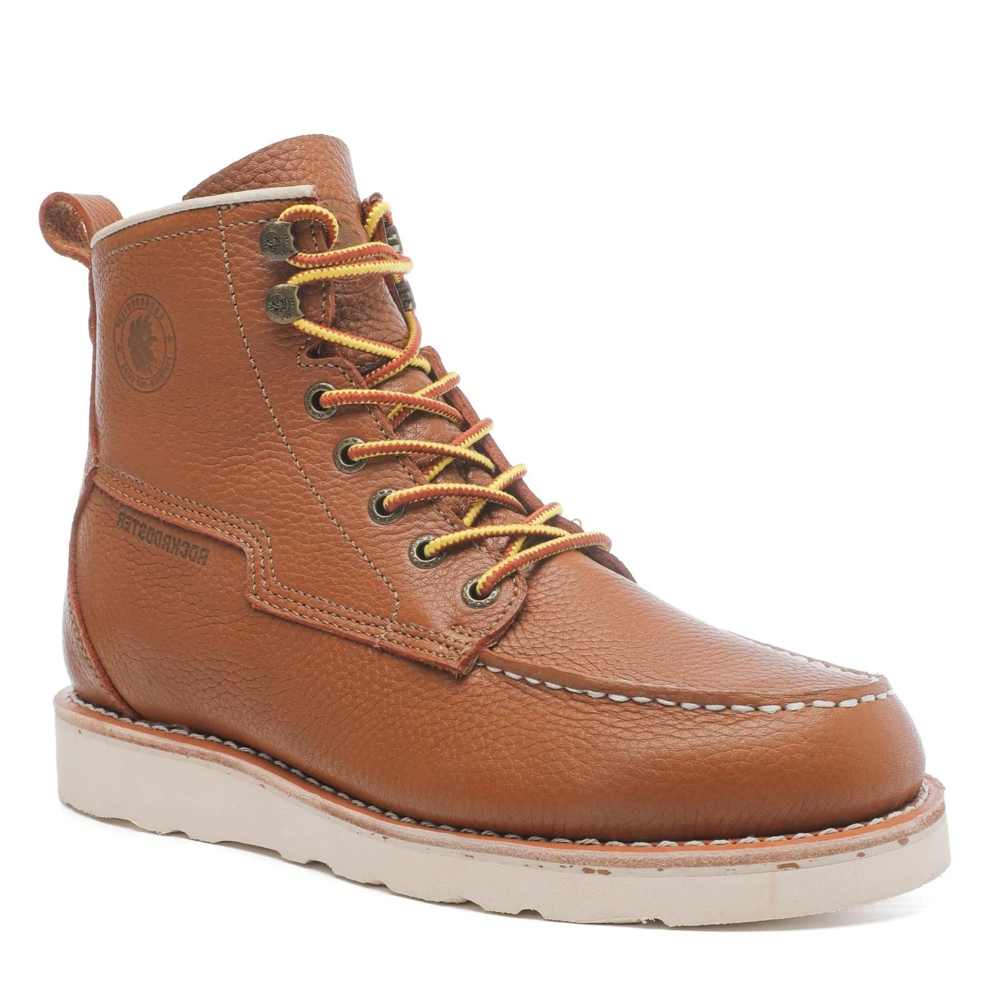 ROCKROOSTER Norwood Men's 6 inch Brown soft toe wedge work boots AP611