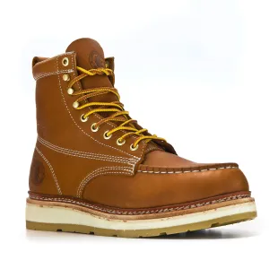 ROCKROOSTER Norwood Men's 6 inch Brown soft toe wedge work boots AP611