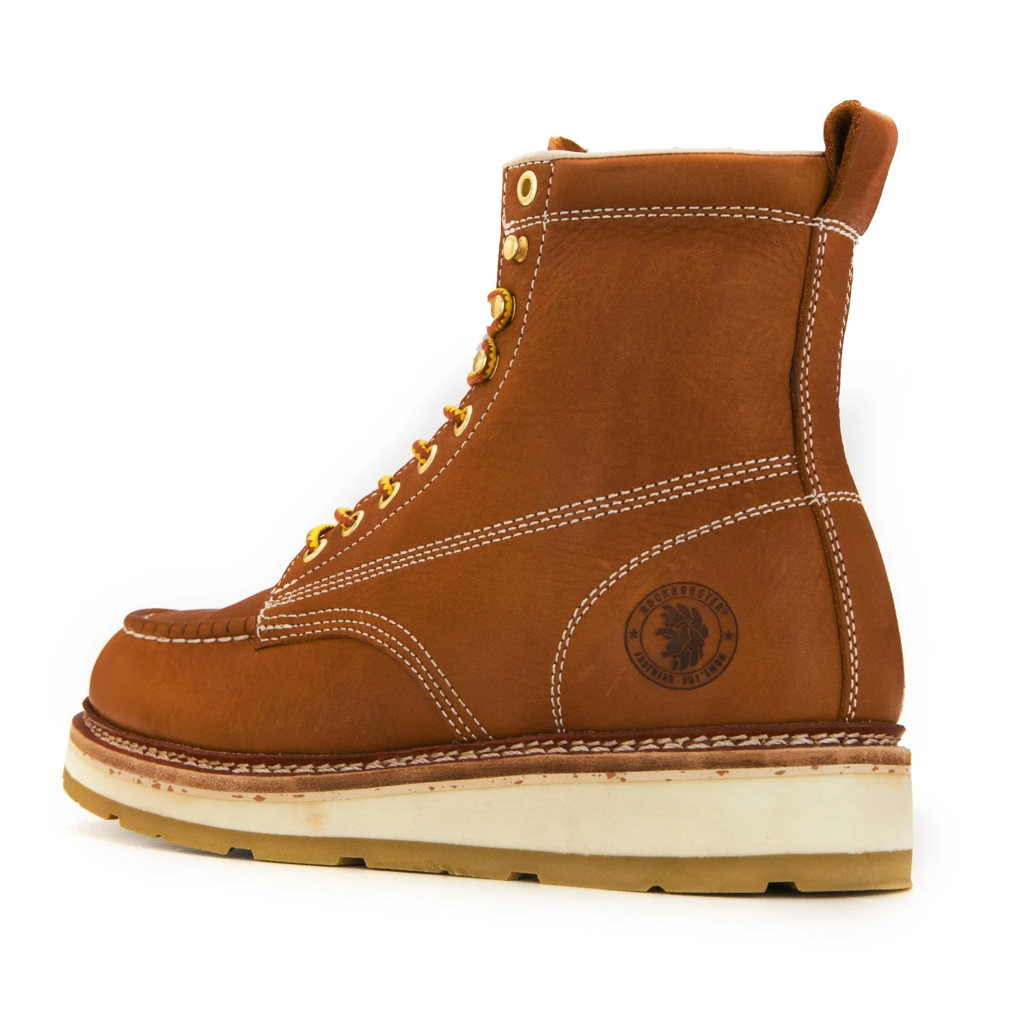 ROCKROOSTER Norwood Men's 6 inch Brown soft toe wedge work boots AP611