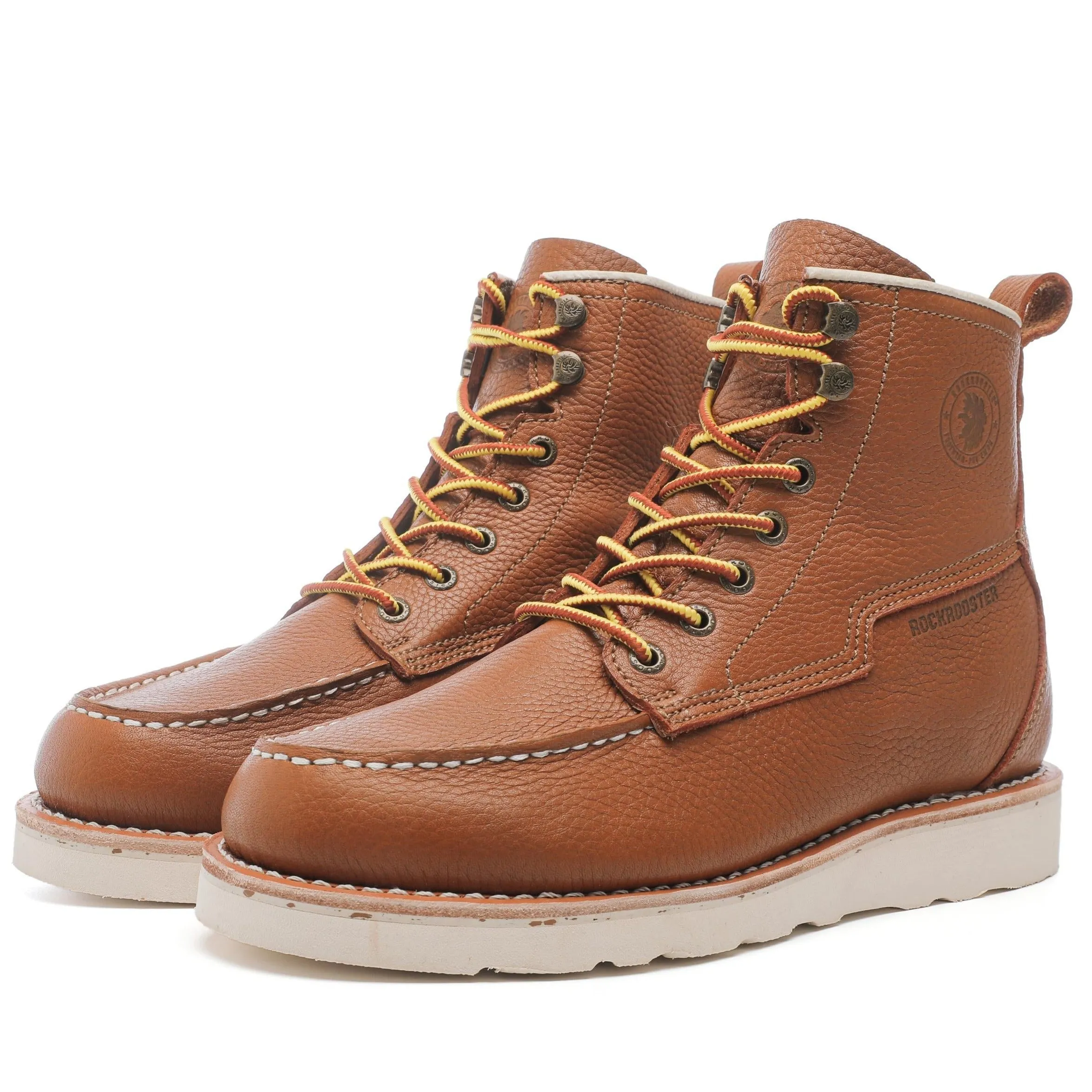 ROCKROOSTER Norwood Men's 6 inch Brown soft toe wedge work boots AP611