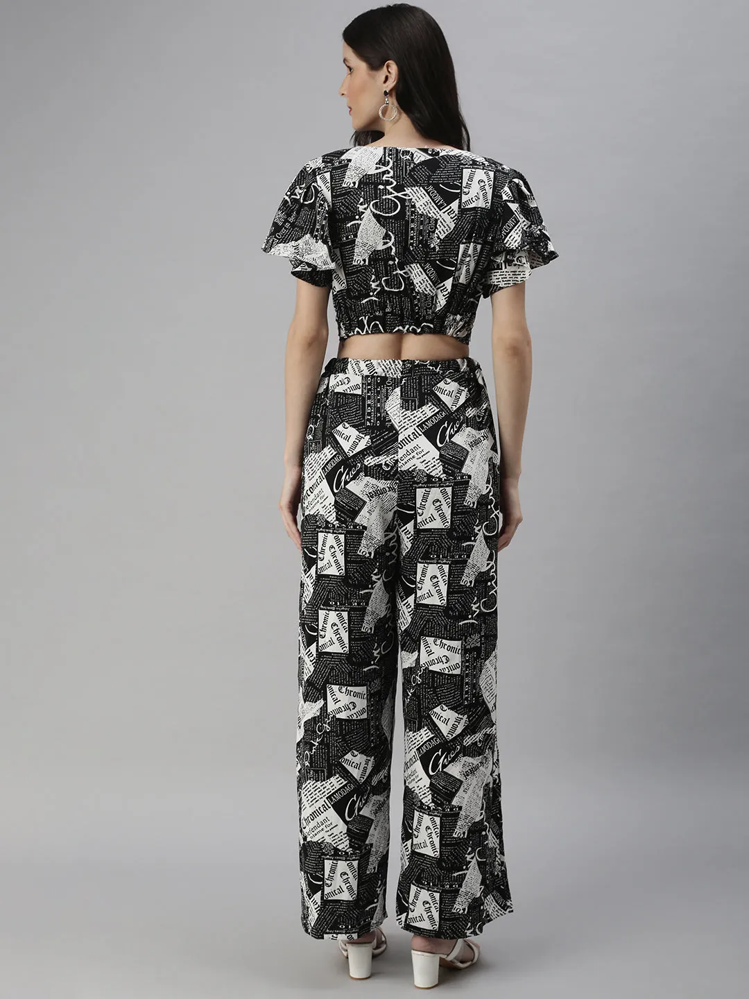 Women's Black Printed Co-Ords