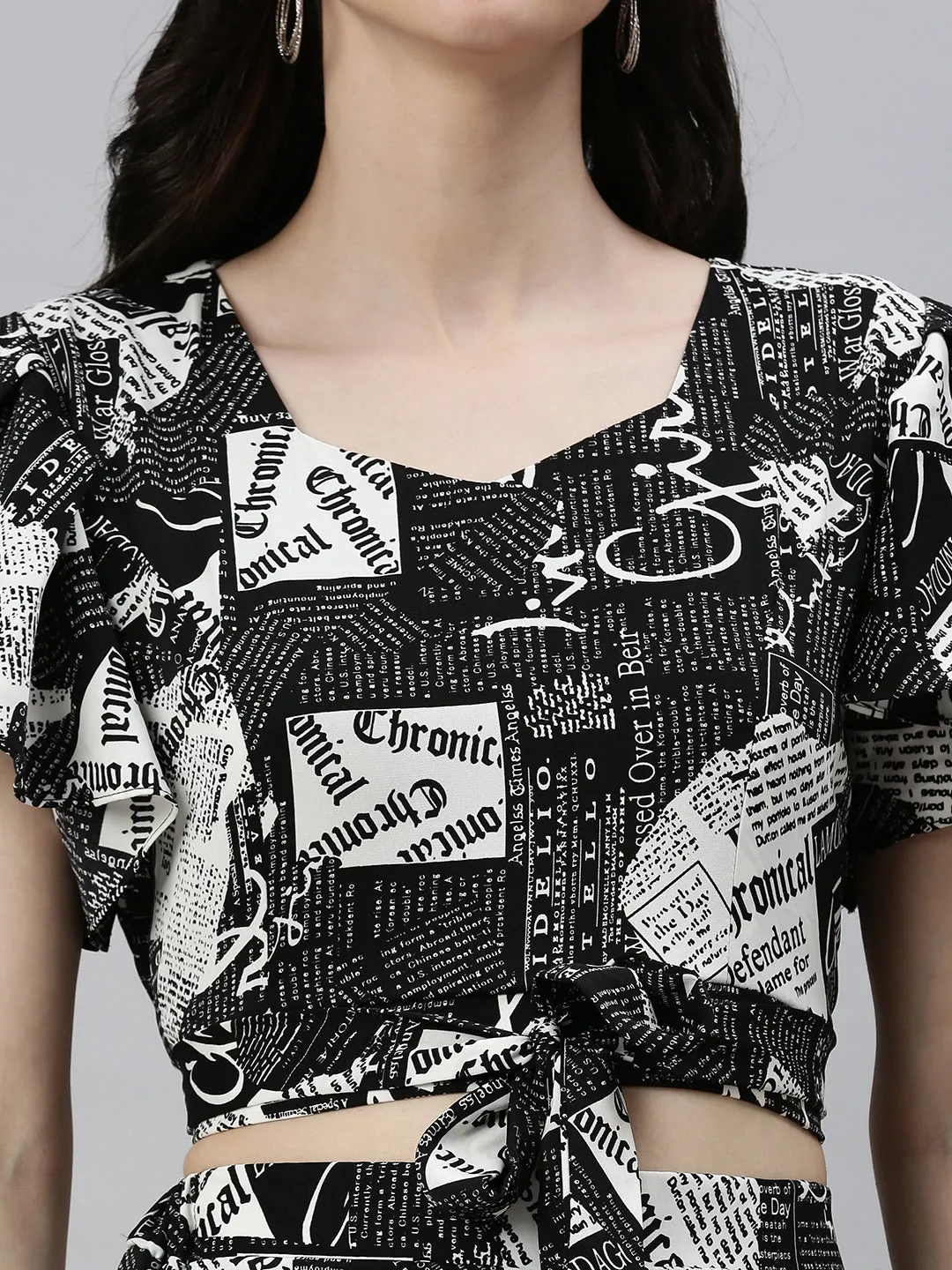 Women's Black Printed Co-Ords