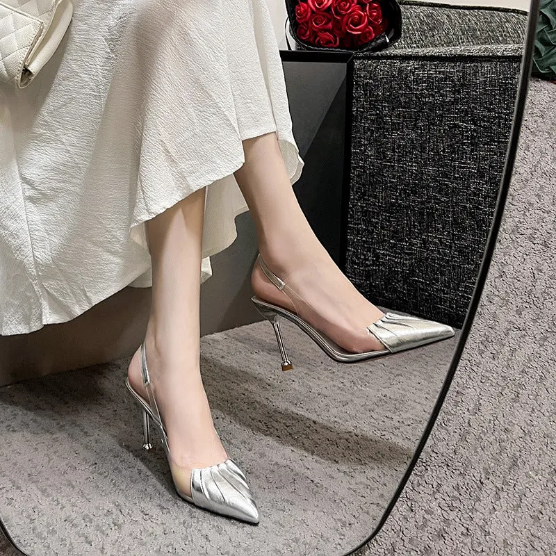 Women's Pointed Transparent High Heels Stiletto Shoes