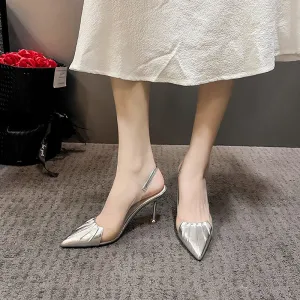 Women's Pointed Transparent High Heels Stiletto Shoes