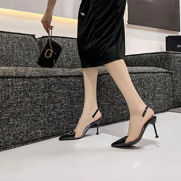 Women's Pointed Transparent High Heels Stiletto Shoes